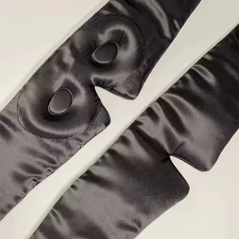 Masque de nuit en soie de mûrier, noir, intérieur avec coques pour les yeux