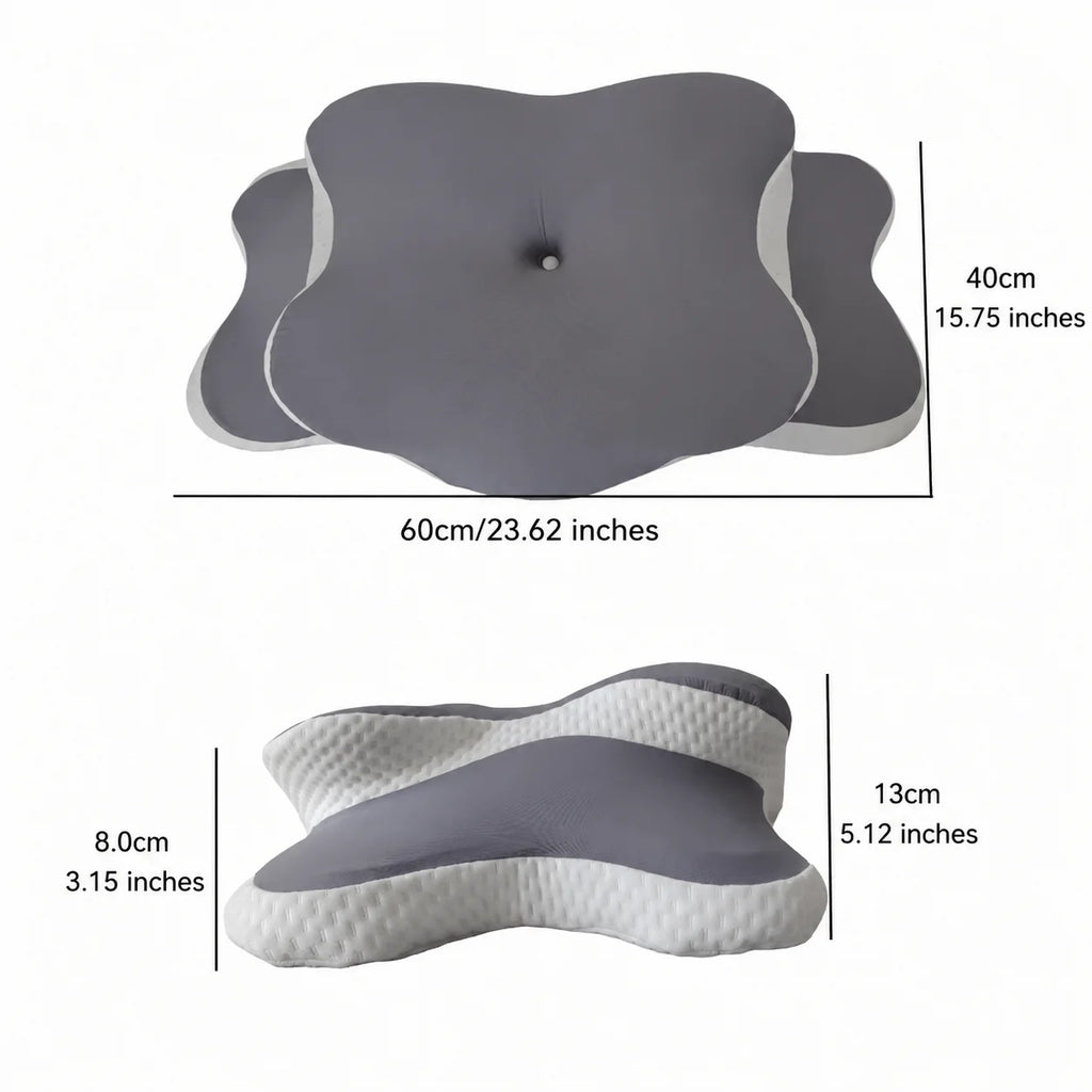 Oreiller ergonomique fleur à mémoire de forme – gris