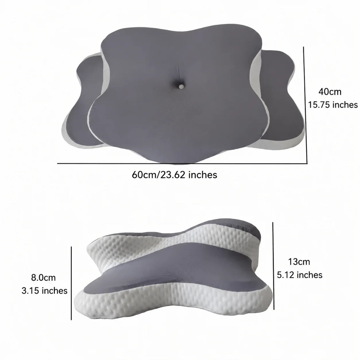 Oreiller ergonomique fleur à mémoire de forme – gris