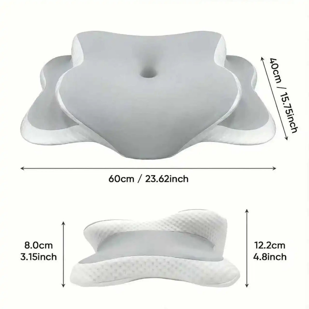 Oreiller ergonomique fleur à mémoire de forme – gris clair