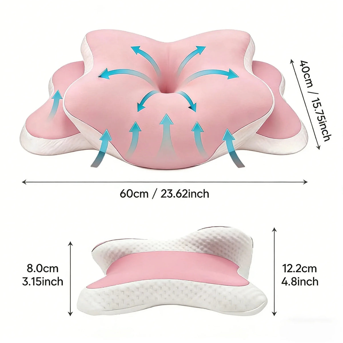 Oreiller ergonomique fleur à mémoire de forme – rose
