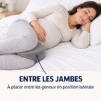 Cale-ventre placé entre les genoux en position allongée sur le côté