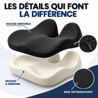 Coussin d'assise : housse amovible, mousse à mémoire de forme, base antidérapante