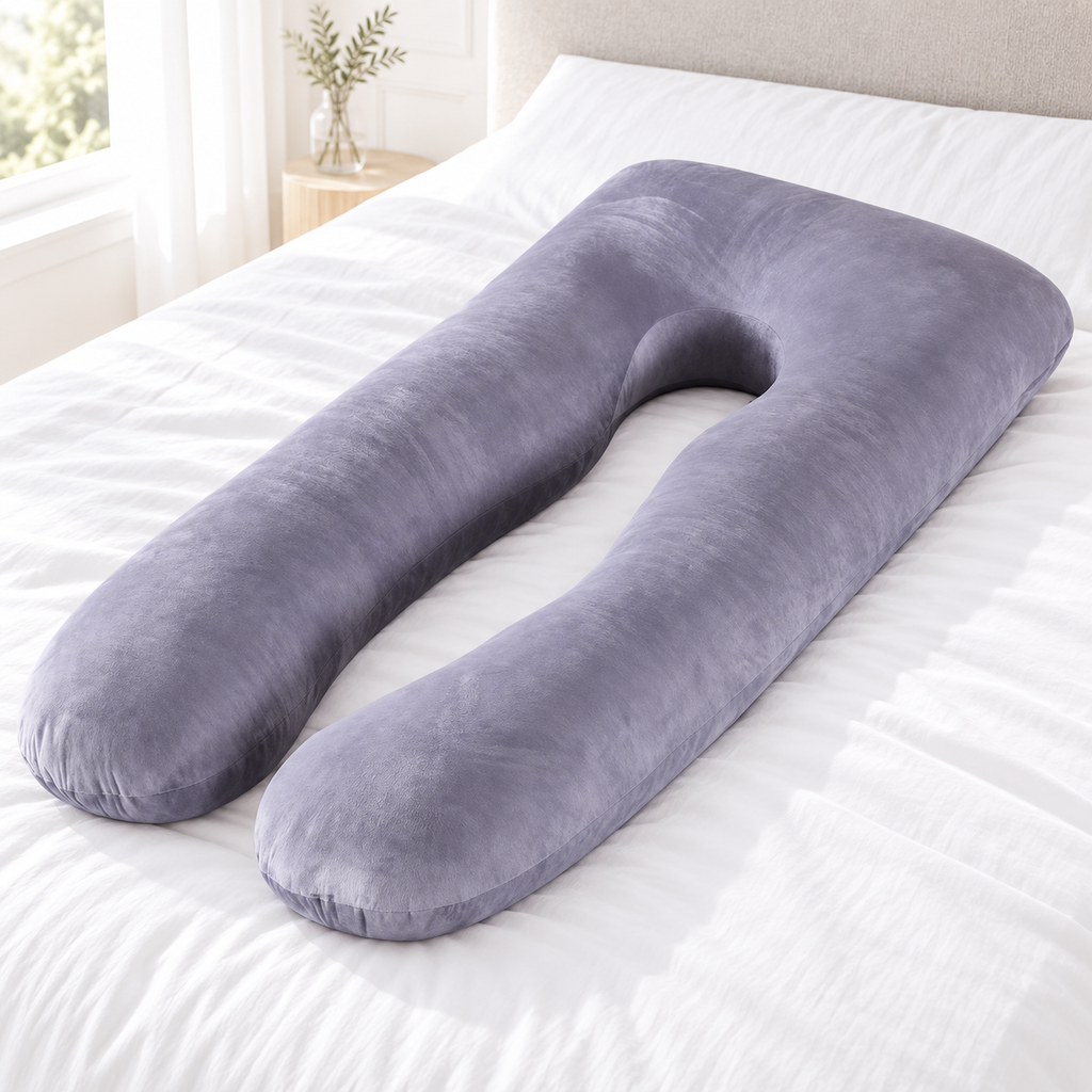 Coussin de grossesse en U, coloris gris