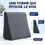 Coussin de dos : face avant textile, profil incliné, base stable
