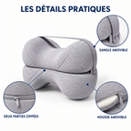 Coussin entre les genoux : sangle amovible, deux parties zippées, housse amovible