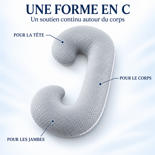 Coussin de grossesse en C : pour la tête, le corps et les jambes