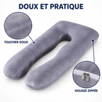 Coussin en U : housse douce au toucher et fermeture zippée