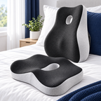Ensemble coussin d'assise et coussin de dos à mémoire de forme, coloris gris anthracite