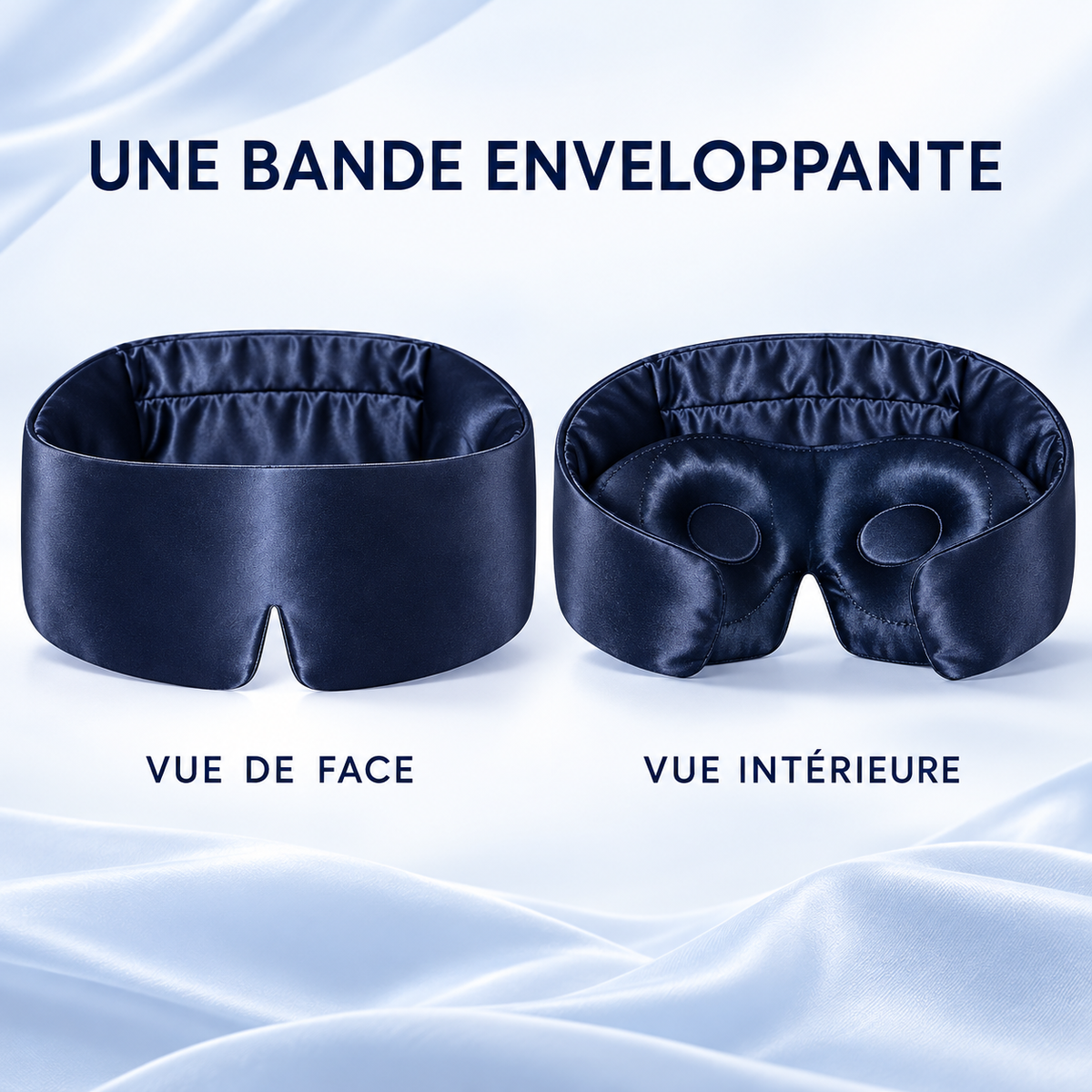 Masque en soie : vue de face et vue intérieure
