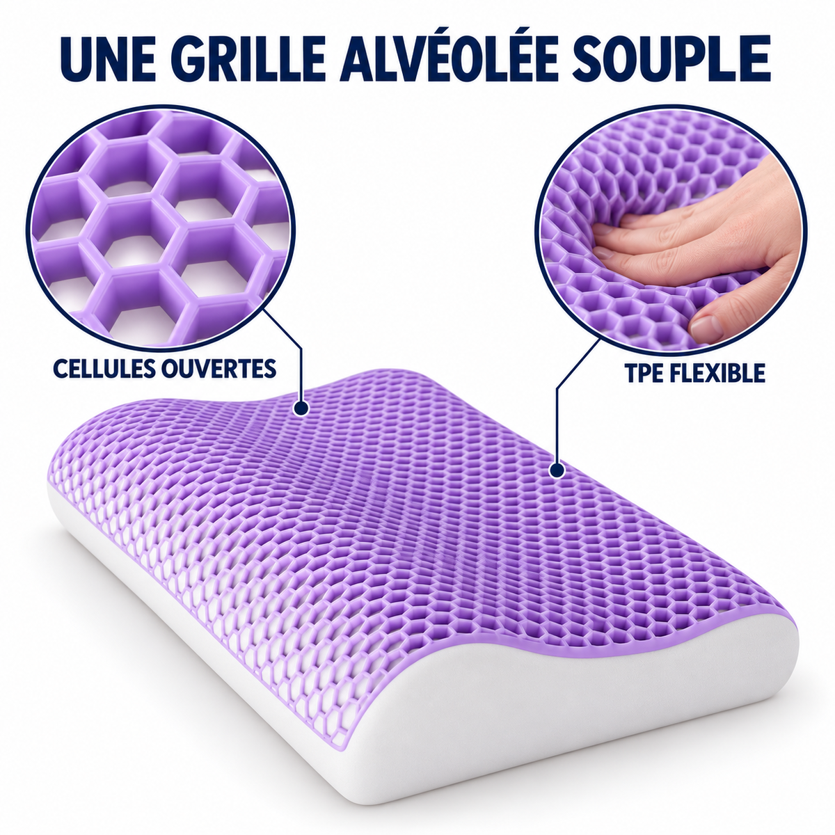 Grille alvéolée souple : cellules ouvertes, TPE flexible