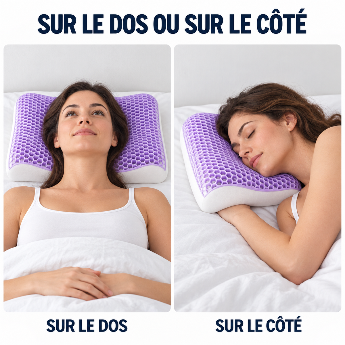 Oreiller grille TPE pour dormir sur le dos ou sur le côté