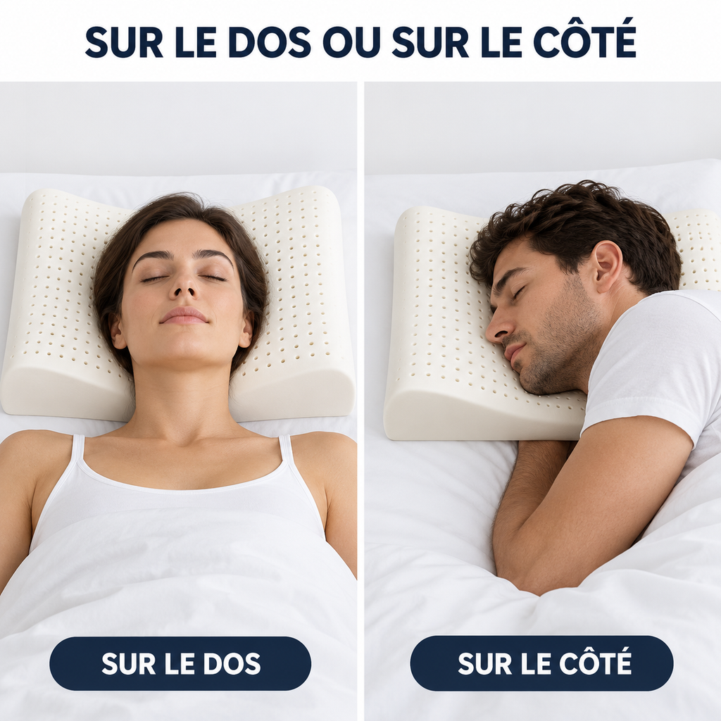 Oreiller latex pour dormir sur le dos ou sur le côté
